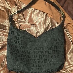 Black Shoulder Bag With Double Zipper